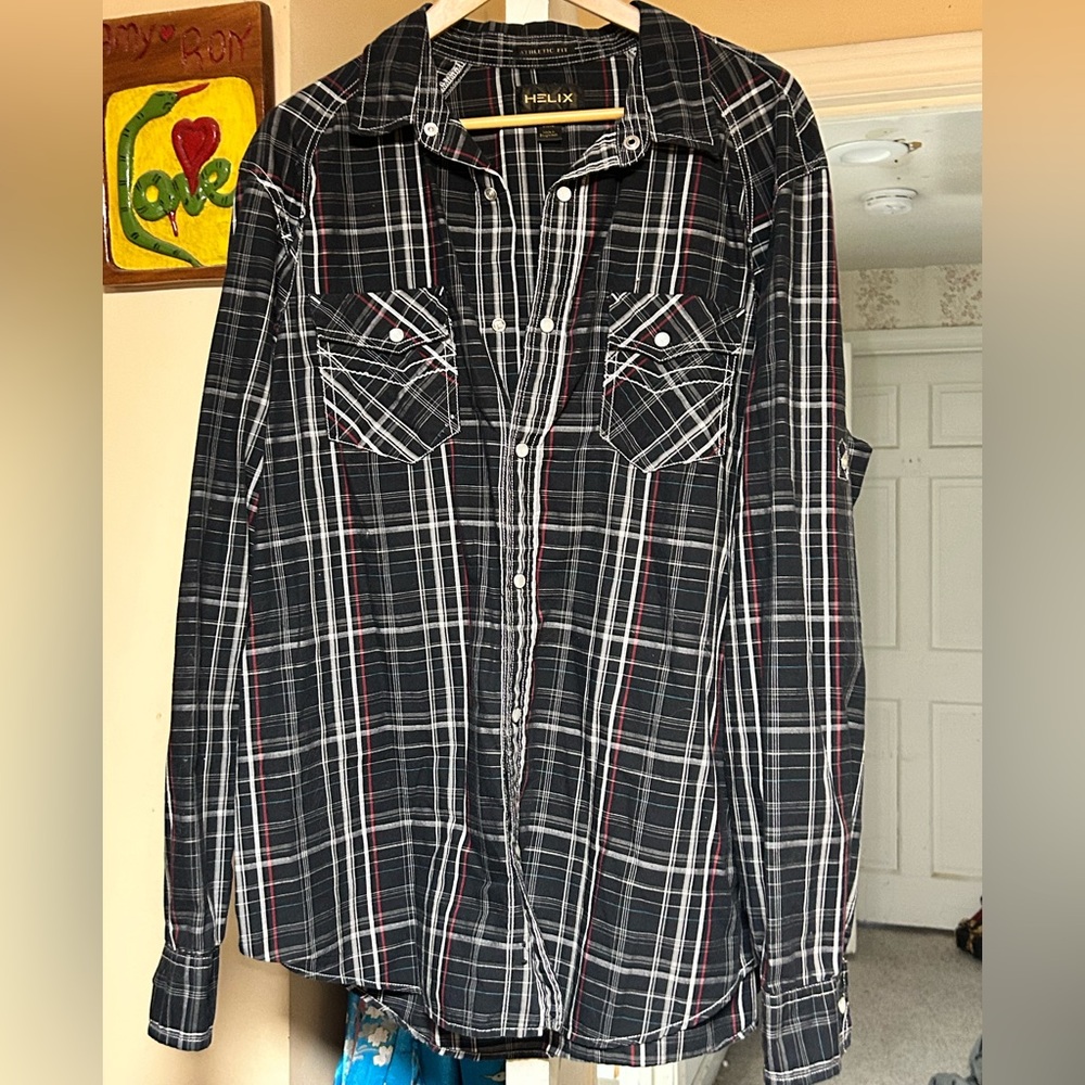 Helix Black and White Plaid Shirt